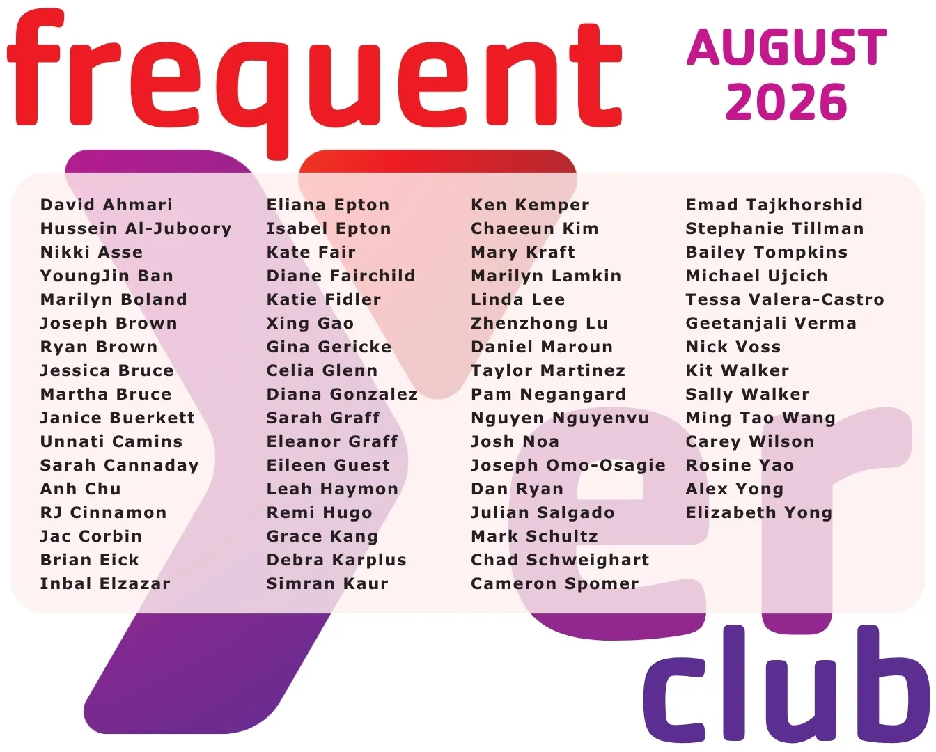 August 2026 Frequents Yers
