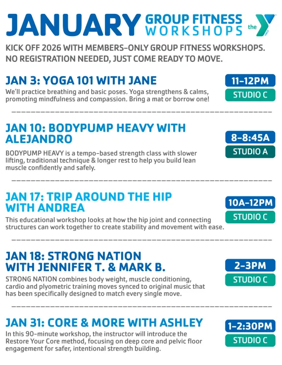 jANUARY MEMBER-ONLY GROUP FITNESS WORKSHOPS