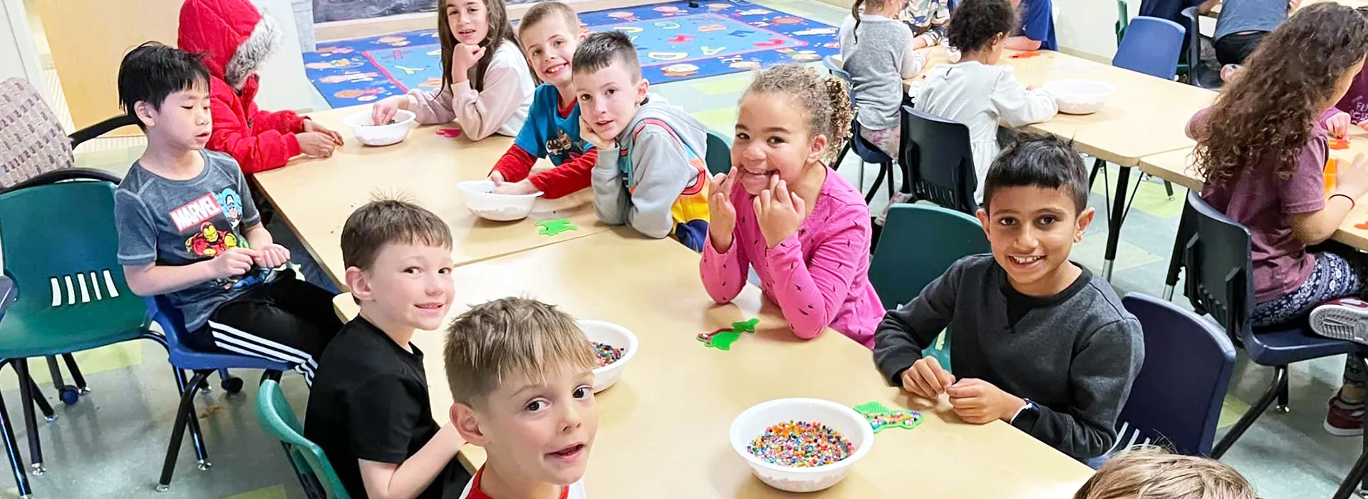 children sitting around a table