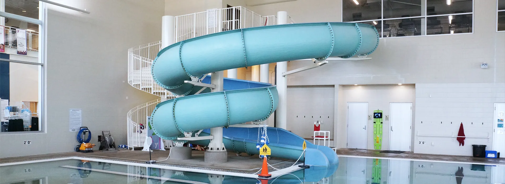 image of blue spiral water slide