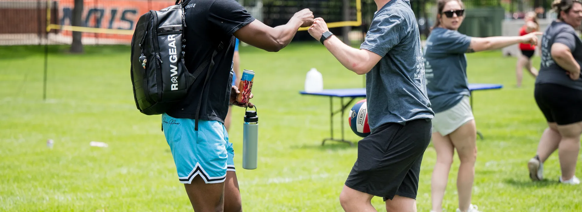 two players fist bumping eachother